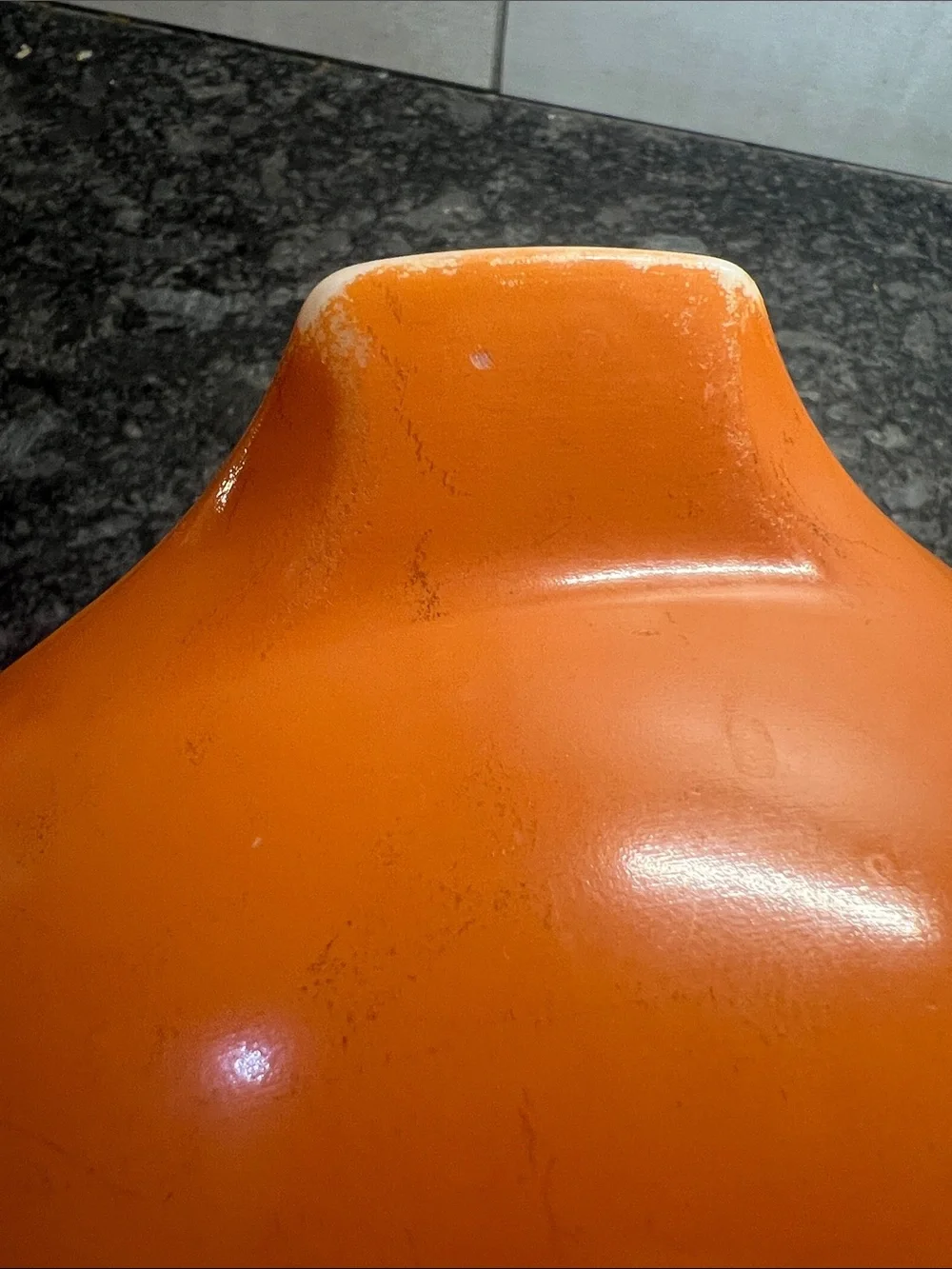 Vintage Pyrex #443 Cinderella Orange Mixing Bowl with pour spouts  AUTUMN WHEAT